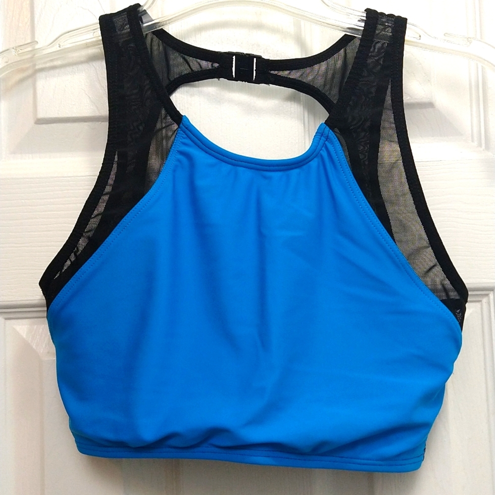 Sporti Active, High Neck, medium  bikini top blue& black